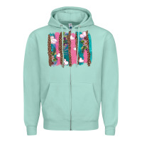 Seafoam v.d turquoise leopard and flowers  brushstrokes Zipper Hoodie - AdoDesignShop