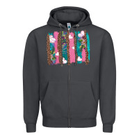 Smoke v.d turquoise leopard and flowers  brushstrokes Zipper Hoodie - AdoDesignShop