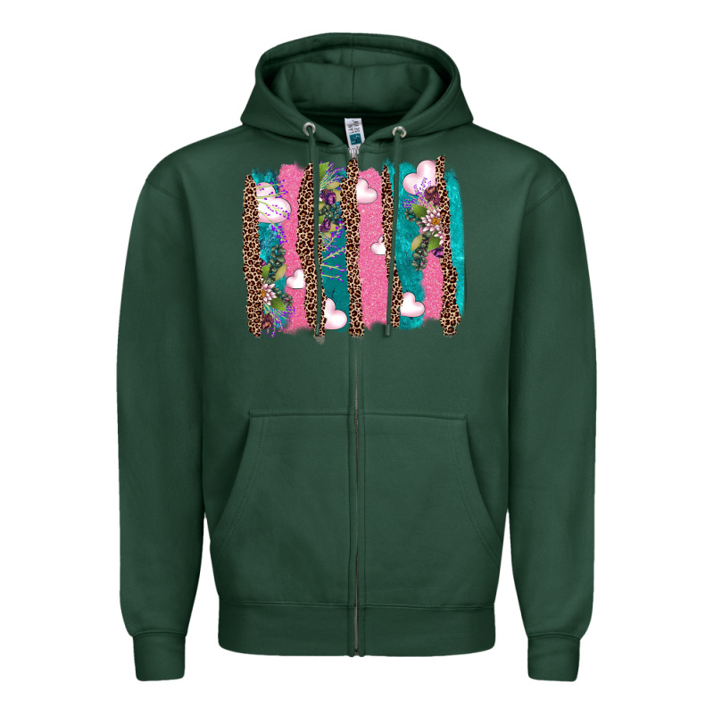 V.d Turquoise Leopard And Flowers  Brushstrokes Zipper Hoodie by AdoDesignShop | Teevron