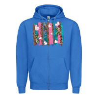 True Royal v.d turquoise leopard and flowers  brushstrokes Zipper Hoodie - AdoDesignShop