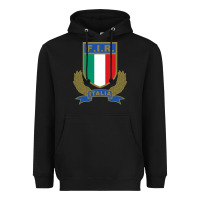Black italian rugby federation Heavyweight Hoodie - linhVisuals