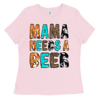Bubblegum Pink Mama Needs a Beer Ladies Tee - CowCowDesign