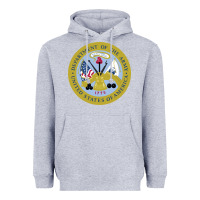Heather Grey department of the army Heavyweight Hoodie - linhVisuals