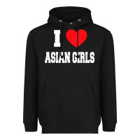 Black i love asian girls t shirt Heavyweight Hoodie - linhVisuals
