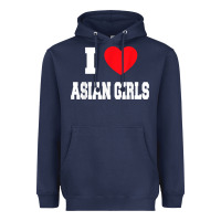 Navy i love asian girls t shirt Heavyweight Hoodie - linhVisuals
