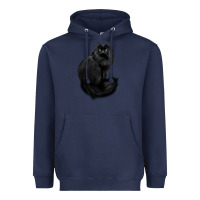 Navy black cat Heavyweight Hoodie - linhVisuals