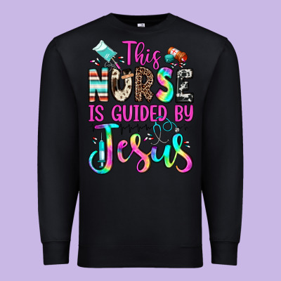 This Nurse Is Guided By Jesus Premium Sweatshirt Designed By Jahusdesignshop