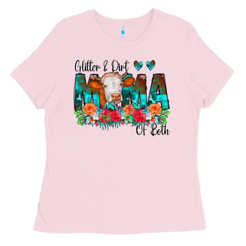 Glitter Dirt Mama Of Both Cow Flowers Ladies Tee by CowCowDesign | Teevron