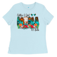Baby Blue Glitter Dirt Mama Of Both Cow Flowers Ladies Tee - CowCowDesign