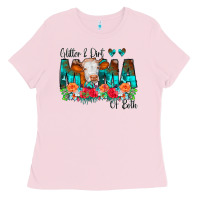 Bubblegum Pink Glitter Dirt Mama Of Both Cow Flowers Ladies Tee - CowCowDesign