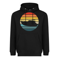 Black boat t  shirt boat trip silhouette on a distressed retro sunset produc Heavyweight Hoodie - linhVisuals