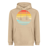 Mushroom boat t  shirt boat trip silhouette on a distressed retro sunset produc Heavyweight Hoodie - linhVisuals