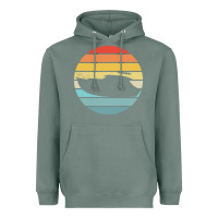 Sage boat t  shirt boat trip silhouette on a distressed retro sunset produc Heavyweight Hoodie - linhVisuals