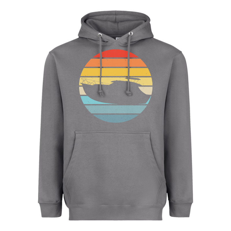 Boat T  Shirt Boat Trip Silhouette On A Distressed Retro Sunset Produc Heavyweight Hoodie by linhVisuals | Teevron