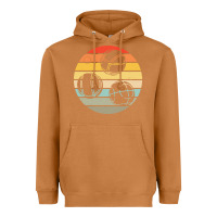 Meerkat bocce ball t  shirt bocce ball silhouette on a distressed retro sunset Heavyweight Hoodie - linhVisuals