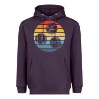 Plum bocce ball t  shirt bocce ball silhouette on a distressed retro sunset Heavyweight Hoodie - linhVisuals