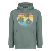 Sage bocce ball t  shirt bocce ball silhouette on a distressed retro sunset Heavyweight Hoodie - linhVisuals