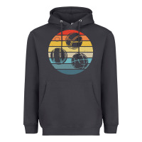 Smoke bocce ball t  shirt bocce ball silhouette on a distressed retro sunset Heavyweight Hoodie - linhVisuals