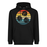 Black bocce ball t  shirt bocce ball silhouette on a distressed retro sunset Heavyweight Hoodie - linhVisuals
