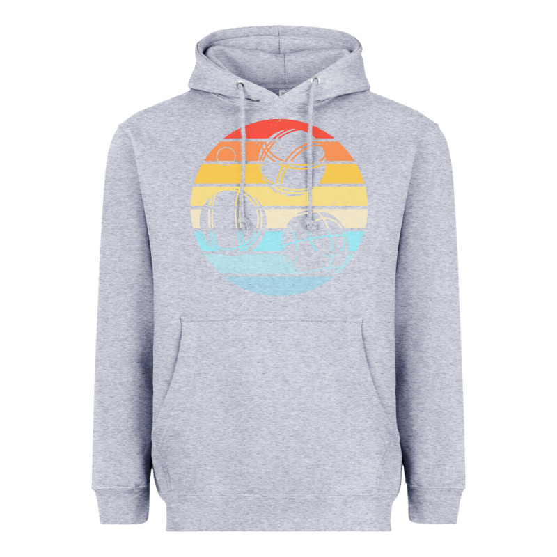 Bocce Ball T  Shirt Bocce Ball Silhouette On A Distressed Retro Sunset Heavyweight Hoodie by linhVisuals | Teevron