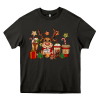Asphalt reindeer coffe cups christmas Heavy Core Tee - CowGirlArtShop