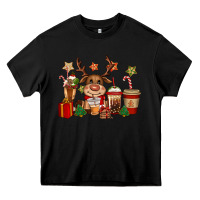 Black reindeer coffe cups christmas Heavy Core Tee - CowGirlArtShop