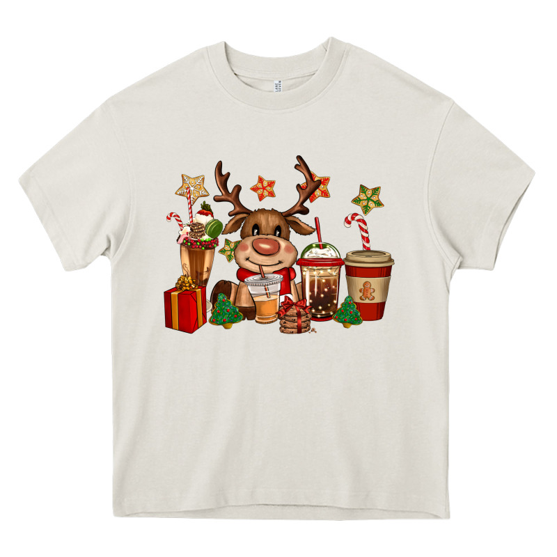 Reindeer Coffe Cups Christmas Heavy Core Tee by CowGirlArtShop | Teevron
