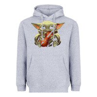 Heather Grey baby yoda hug violin [tb] Heavyweight Hoodie - linhVisuals