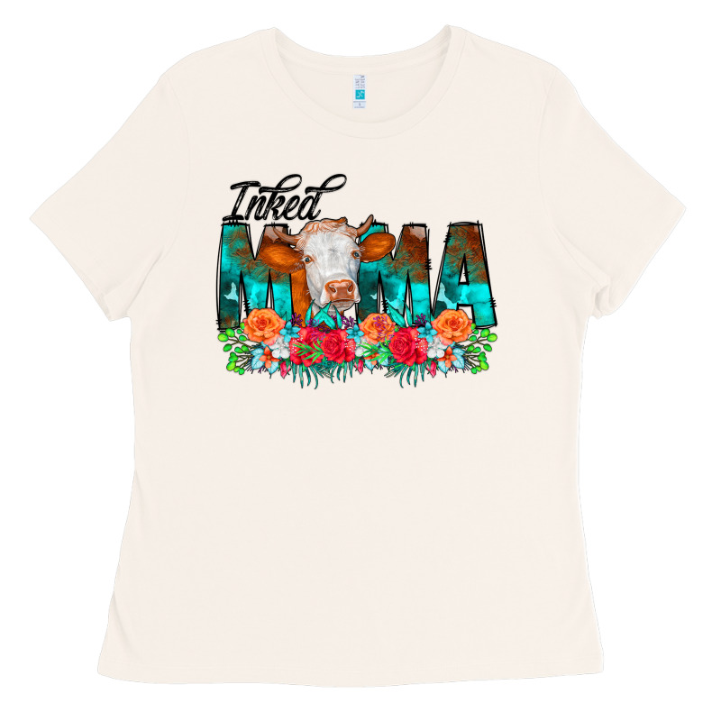 Inked Mama Flowers Cow Ladies Tee by CowCowDesign | Teevron