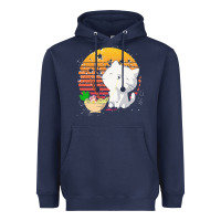 Navy cat t  shirt ramen noodles kawaii cat t  shirt Heavyweight Hoodie - linhVisuals