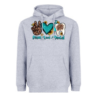 Heather Grey peace love dental Heavyweight Hoodie - JahusDesignShop