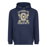 Navy cherokee native american and proud of t shirt Heavyweight Hoodie - linhVisuals