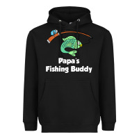 Black kids papa's fishing buddy grandson or granddaughter fish t shirt Heavyweight Hoodie - linhVisuals