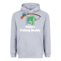 Heather Grey kids papa's fishing buddy grandson or granddaughter fish t shirt Heavyweight Hoodie - linhVisuals