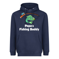 Navy kids papa's fishing buddy grandson or granddaughter fish t shirt Heavyweight Hoodie - linhVisuals