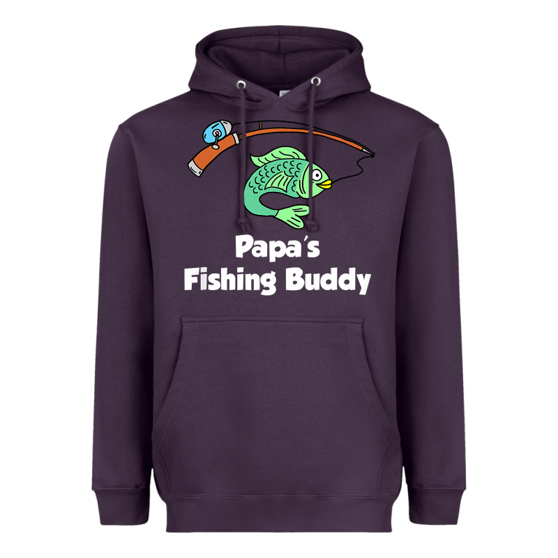 Kids Papa's Fishing Buddy Grandson Or Granddaughter Fish T Shirt Heavyweight Hoodie by linhVisuals | Teevron