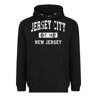 Black jersey city new jersey nj vintage established sports design pullover h Heavyweight Hoodie - linhVisuals