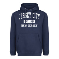 Navy jersey city new jersey nj vintage established sports design pullover h Heavyweight Hoodie - linhVisuals