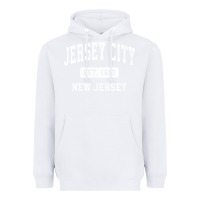 White jersey city new jersey nj vintage established sports design pullover h Heavyweight Hoodie - linhVisuals