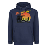Navy baywatch lifeguard sunset t shirt Heavyweight Hoodie - linhVisuals