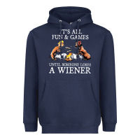 Navy it's all fun and games until someone loses a wiener shirt Heavyweight Hoodie - linhVisuals