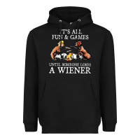 Black it's all fun and games until someone loses a wiener shirt Heavyweight Hoodie - linhVisuals
