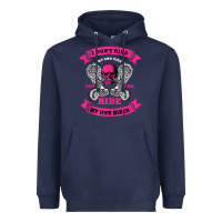 Navy biker gear motorcycle gifts biker chick i ride my biker tank top Heavyweight Hoodie - linhVisuals