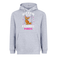 Heather Grey fennec fox just a girl who loves fennec foxes t shirt Heavyweight Hoodie - linhVisuals