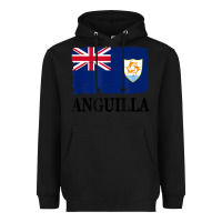 Black flag of anguilla   anguilla banner t shirt Heavyweight Hoodie - linhVisuals