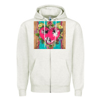 Oatmeal Heather v.d cow and heart Zipper Hoodie - AdoDesignShop