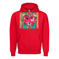 Red v.d cow and heart Zipper Hoodie - AdoDesignShop