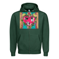 Sports Green v.d cow and heart Zipper Hoodie - AdoDesignShop