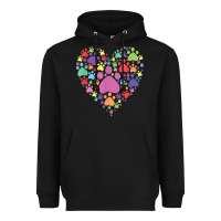 Black heart paw print dog cat lover valentines day t shirt Heavyweight Hoodie - linhVisuals