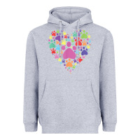 Heather Grey heart paw print dog cat lover valentines day t shirt Heavyweight Hoodie - linhVisuals